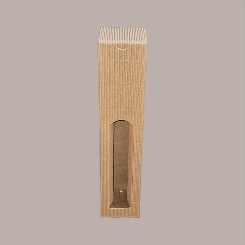 Scatola Astuccio Porta 1 Bottiglia 500 ml Olio in Cartoncino Onda Avana Petit con Finestra 65x65H320mm 20 pezzi [265ff32d]
