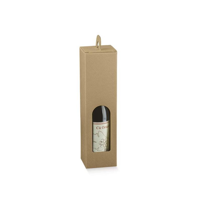 Scatola Astuccio Porta 1 Bottiglia 500 ml Olio in Cartoncino Onda Avana Petit con Finestra 65x65H320mm 20 pezzi [f0897902]