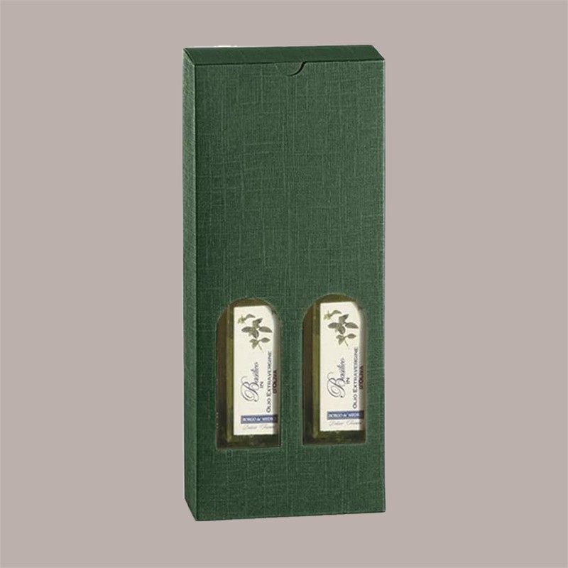 10 Pz Scatola Astuccio Porta 3 Bottiglie 250/500 ml Olio in Cartoncino grafica Seta Verde Petit 170x55H240mm [83a9e12d]