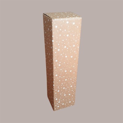 Scatola Astuccio Porta 1 Bottiglia 750 ml  Carta Avana Grafica Stelle Bianche Galaxy 90x90H340mm 10 pezzi [0acaf505]