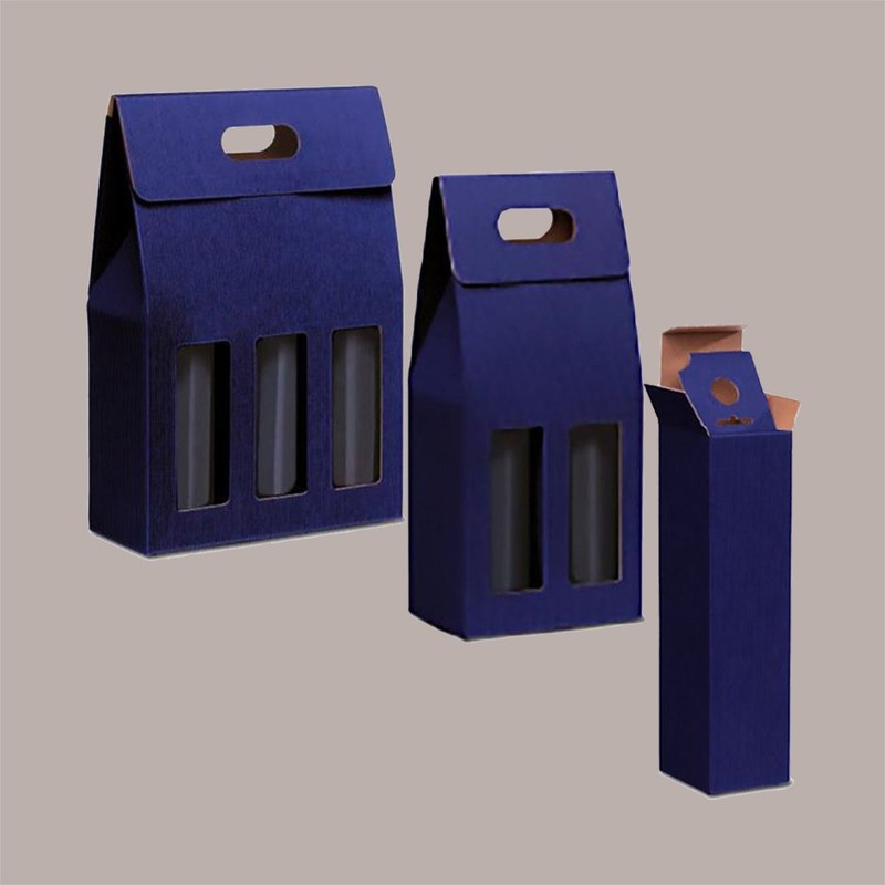 20 Pz Scatola Astuccio Porta 1 Bottiglia 750 ml  Olio Vino in Cartoncino Ondulato Blu 90x90H345mm [e57f2abd]