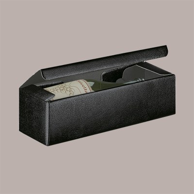 Scatola Astuccio Porta 1 Bottiglia 750 ml Olio Vino Cantinetta Stesa in Carta Nero Effetto Pelle 340x90H90mm 10 Pezzi [2f6c2b83]