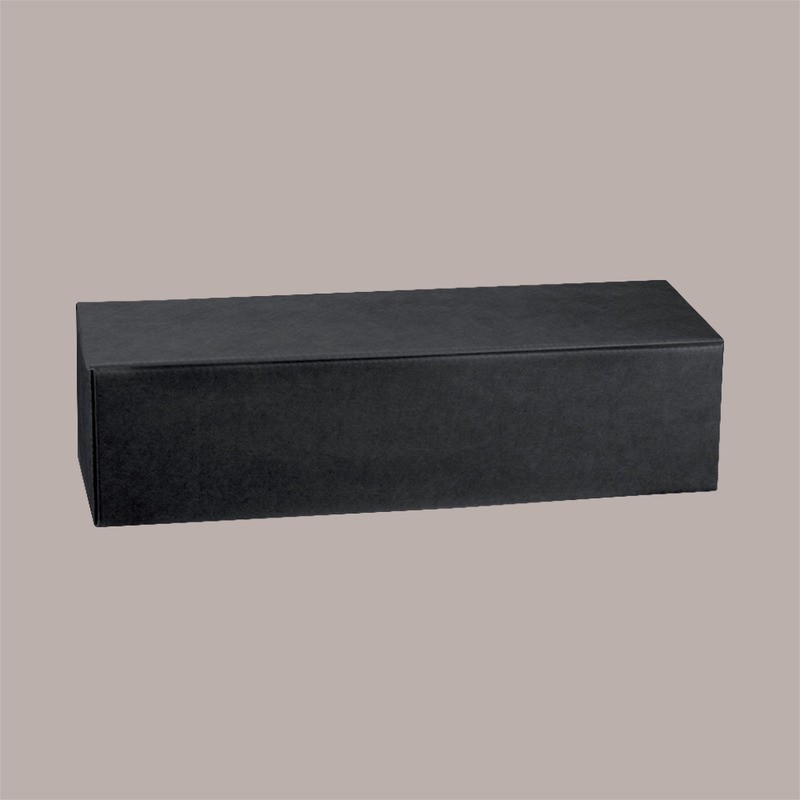 Scatola Astuccio Porta 1 Bottiglia 750 ml Olio Vino Cantinetta Stesa in Carta Nero Effetto Pelle 340x90H90mm 10 Pezzi [4157a98a]