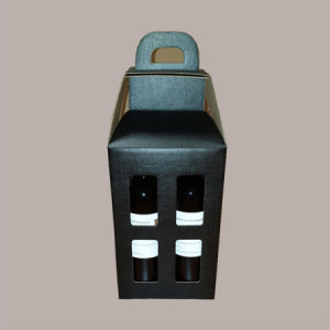 10 Pz Scatola Astuccio Porta 4 Bottiglie 750 ml Olio Vino in Cartoncino Seta Nero a Forma di Lanterna 180x180H395mm [74aa45f3]