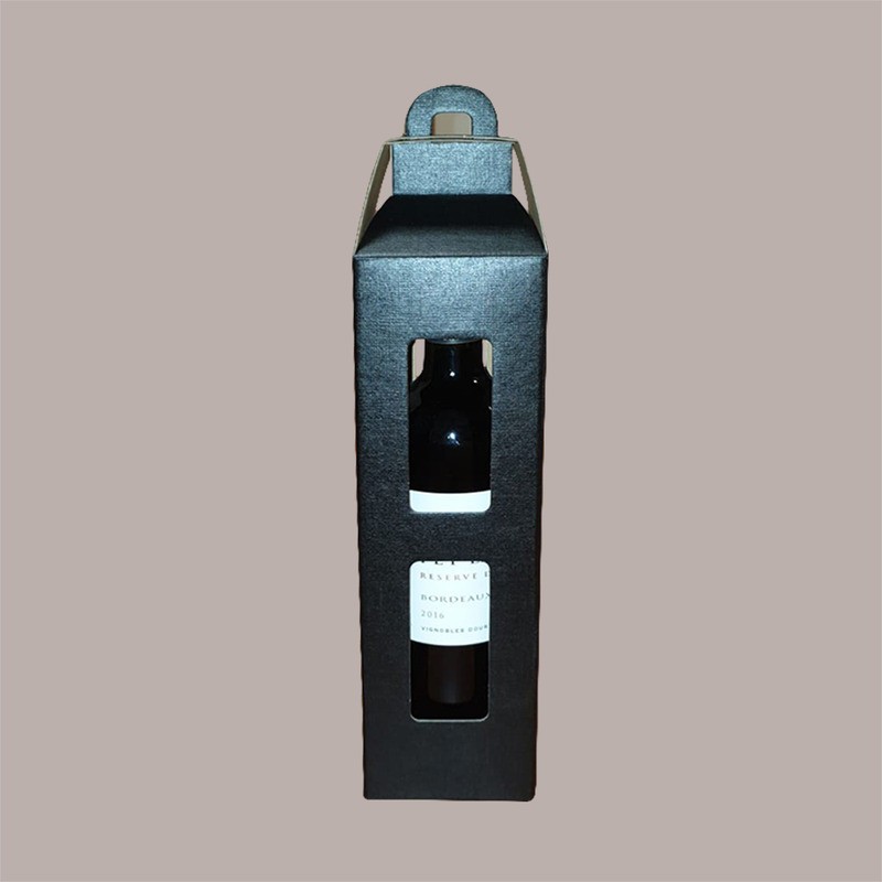Scatola Astuccio Porta 1 Bottiglia 750 ml Olio Vino Cartoncino grafica Seta Nero a forma Lanterna 90x90H350mm 10 Pezz [808b2613]