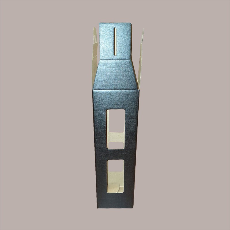 Scatola Astuccio Porta 1 Bottiglia 750 ml Olio Vino Cartoncino grafica Seta Nero a forma Lanterna 90x90H350mm 10 Pezz [3796e717]