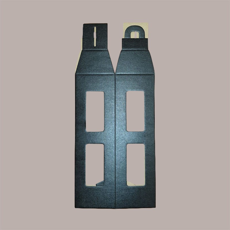 Scatola Astuccio Porta 1 Bottiglia 750 ml Olio Vino Cartoncino grafica Seta Nero a forma Lanterna 90x90H350mm 10 Pezz [32c6a009]