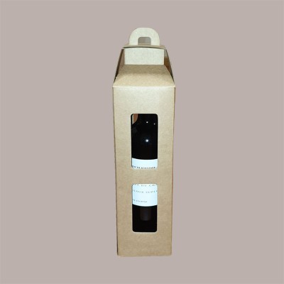 Scatola Astuccio Porta 1 Bottiglia 750 ml Vino Olio Carta Avana Forma Lanterna 90x90H350mm 10 pezzi [de01bd1f]
