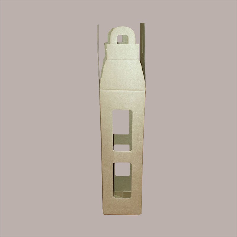 10 Pz Scatola Astuccio Porta 1 Bottiglia 750 ml Vino Olio Carta Avana Forma Lanterna 90x90H350mm [0727fe12]