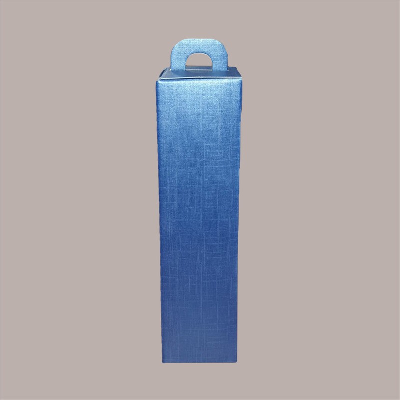Scatola Astuccio Porta 1 Bottiglia 750 ml  in Carta Grafica Juta Blu con Manico 90x90H340mm 10 Pezzi [05ddccb1]