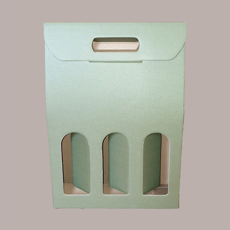 10 Pz Scatola Astuccio Porta 3 Bottiglie 750 ml Olio Vino in Cartoncino grafica Linea Verde 270x90x385mm [f8237104]