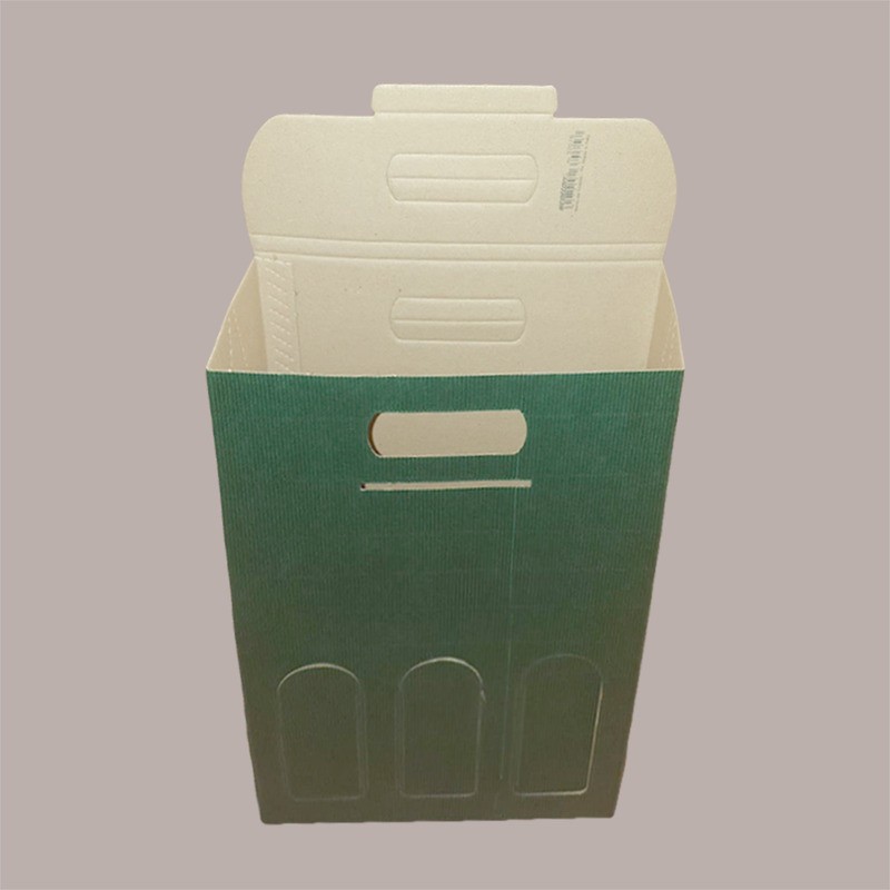 10 Pz Scatola Astuccio Porta 3 Bottiglie 750 ml Olio Vino in Cartoncino Onda Verde 270x90x385mm [fe28b0d4]
