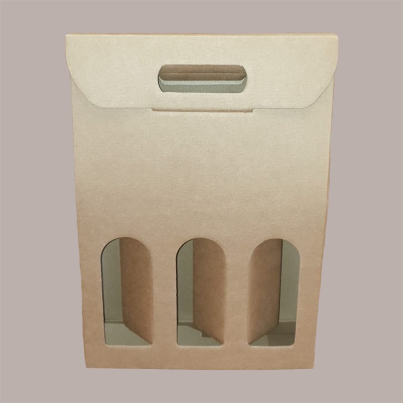 10 Pz Scatola Astuccio Porta 3 Bottiglie 750 ml Olio Vino in Cartoncino Avana Liscio 270x90H385mm [9ff3905b]