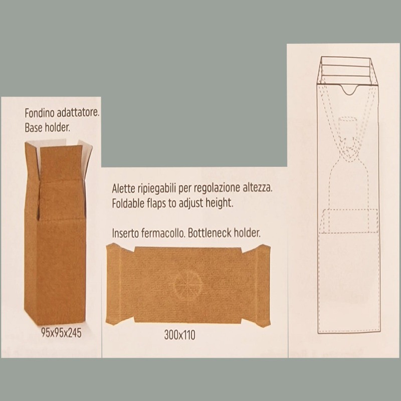 Scatola Astuccio Cartoncino Avana Porta 1 Bottiglia 750 ml Americana Sicura per Spedizione con Inserto + Fermacollo 1 [01bd6d43]