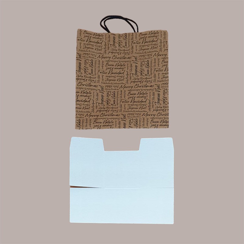 20 Pz Shopper Borsa Porta 3 Bottiglie 750 ml con Manico Cordino avana grafica Natale Words 275x95H380mm [31ffbb38]