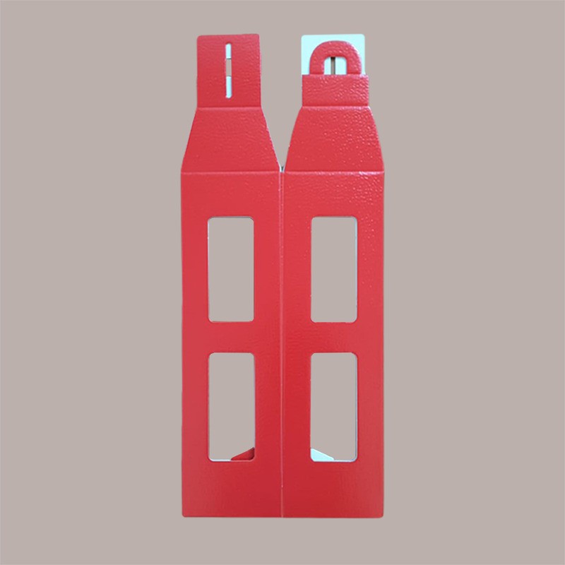 Scatola Astuccio Porta 1 Bottiglia 750 ml Olio Vino Cartoncino Rosso grafica effetto pelle a forma Lanterna 90x90H350 [c7c20b78]