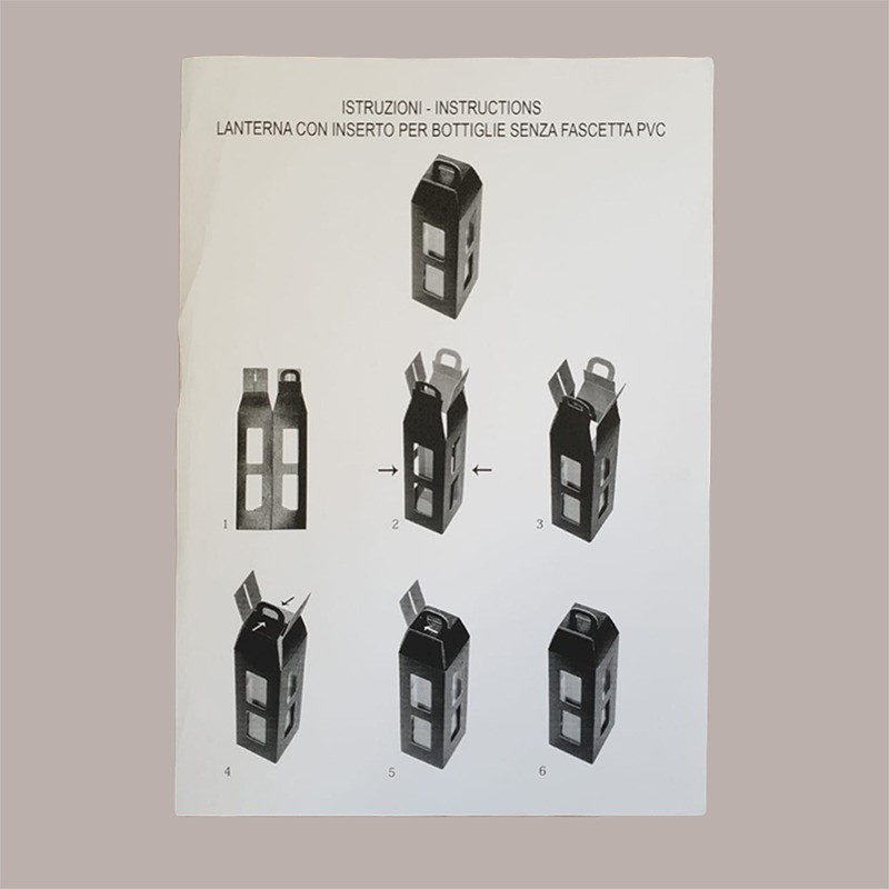 Scatola Astuccio Porta 1 Bottiglia 750 ml Olio Vino Cartoncino Rosso grafica effetto pelle a forma Lanterna 90x90H350 [70dfca7c]