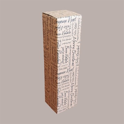 Scatola Astuccio Porta 1 Bottiglia 750 ml Olio Vino Carta Avana Grafica Natale Words 90x90H340mm 10 pezzi [4a30413a]