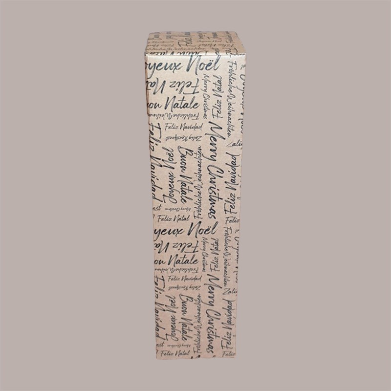 10 Pz Scatola Astuccio Porta 1 Bottiglia 750 ml Olio Vino Carta Avana Grafica Natale Words 90x90H340mm [93160237]