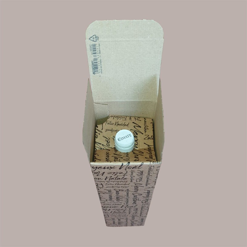 Scatola Astuccio Porta 1 Bottiglia 750 ml Olio Vino Carta Avana Grafica Natale Words 90x90H340mm 10 pezzi [240bc333]