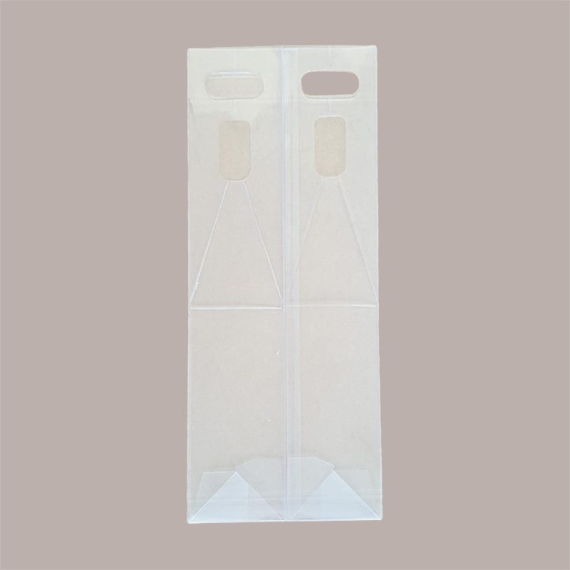 10 Pz Scatola Astuccio Porta 1 Bottiglia 750 ml Olio Vino in Plastica Trasparente con Manico 90x90H430mm [a320b7ea]