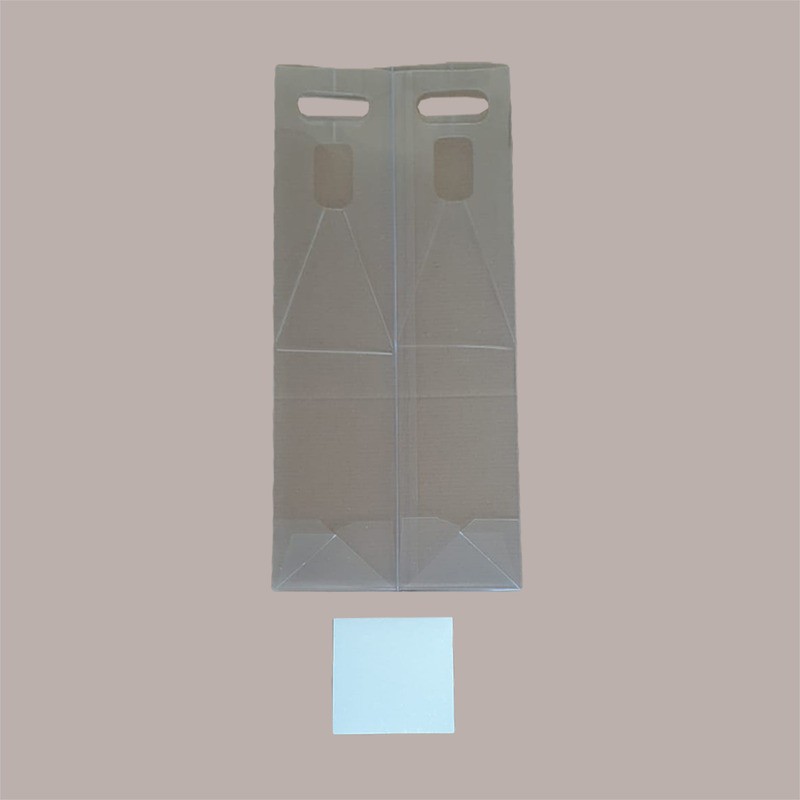 Scatola Astuccio Porta 1 Bottiglia 750 ml Olio Vino in Plastica Trasparente con Manico 90x90H430mm 10 Pezzi [116d31f0]