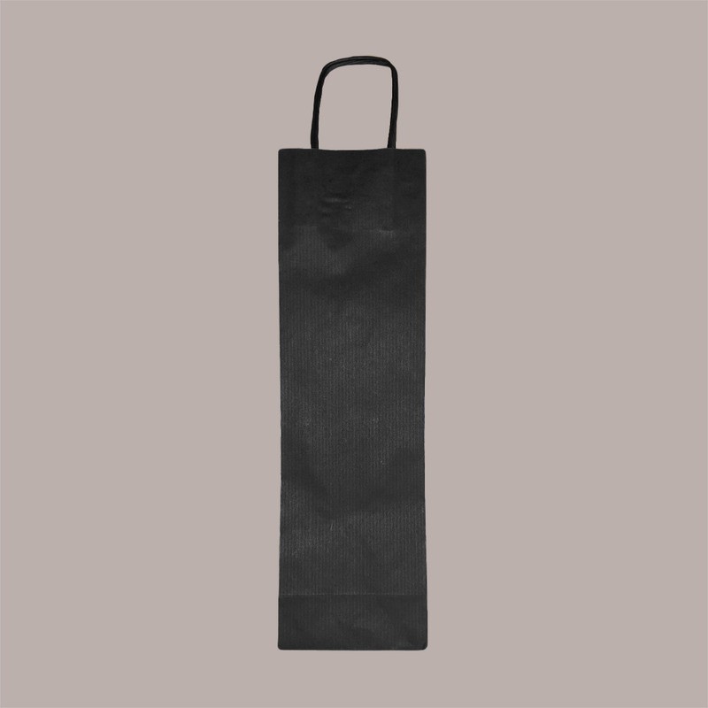 Borsa Busta Carta Nera porta 1 Bottiglia 750 ml con Manico in Cordoncino 12+9x40cm 20 pezzi [b9c5b1cc]