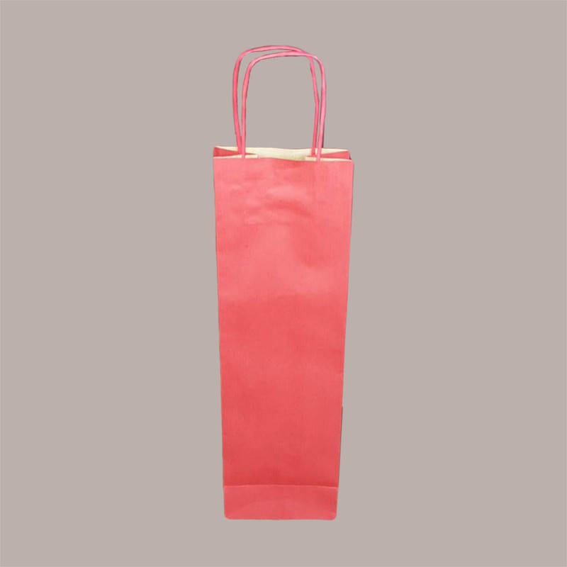 Borsa Busta Carta Rossa porta 1 Bottiglia 750 ml con Manico in Cordoncino 12+9x40cm 20 pezzi [25952762]