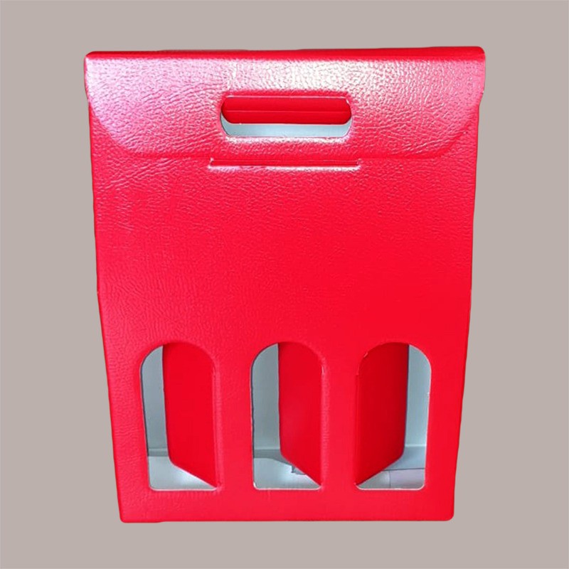 10 Pz Scatola Astuccio Porta 3 Bottiglie 750 ml Olio Vino in Cartoncino Rosso grafica effetto pelle 270x90H385mm [a5bf9035]