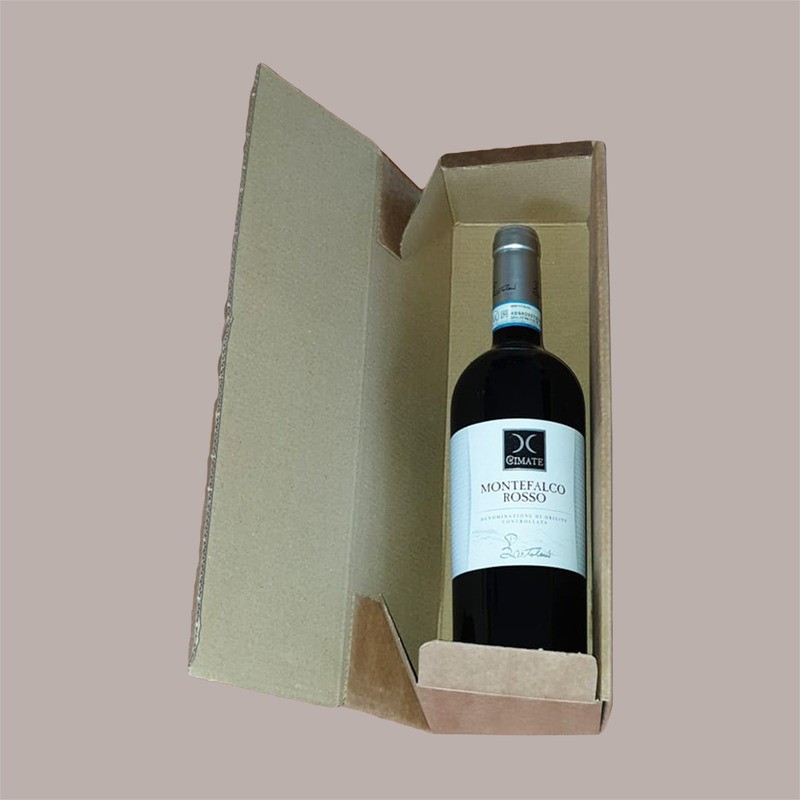 Scatola Astuccio Porta 1 Bottiglia 750 ml Olio Vino Cantinetta Stesa in Cartoncino Avana 340x90H90mm 10 Pezzi [02ce7462]