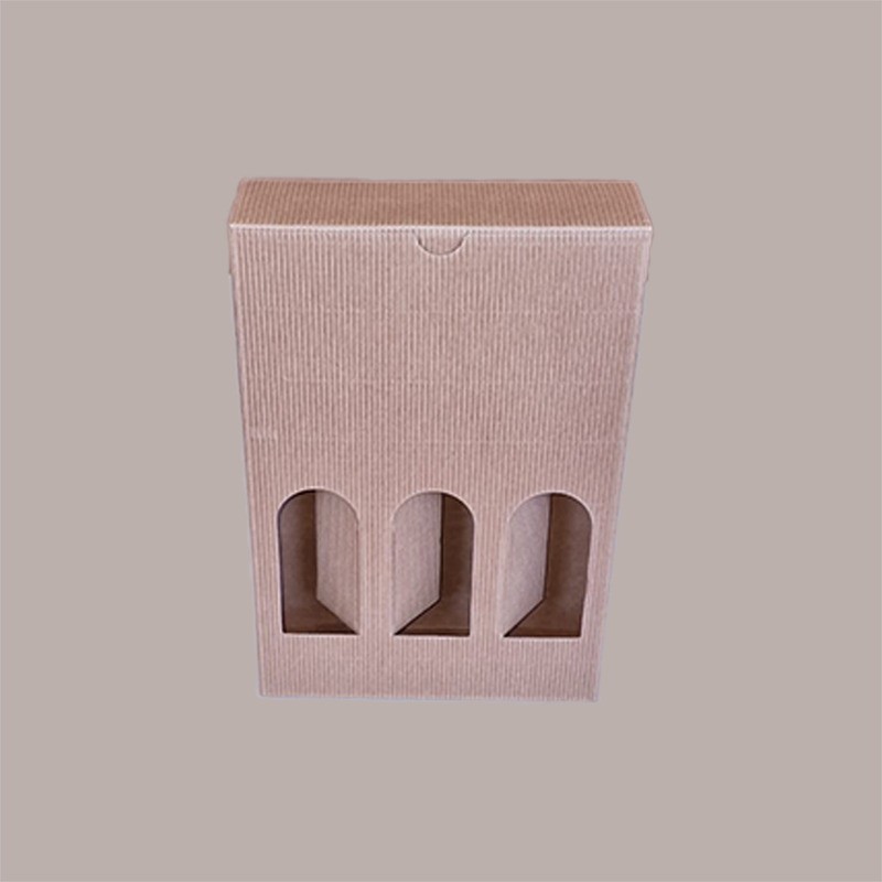 10 Pz Scatola Astuccio Porta 3 Bottiglie 500 ml Olio in Cartoncino Onda Avana Petit 200x65H320mm [5e6e5b2e]