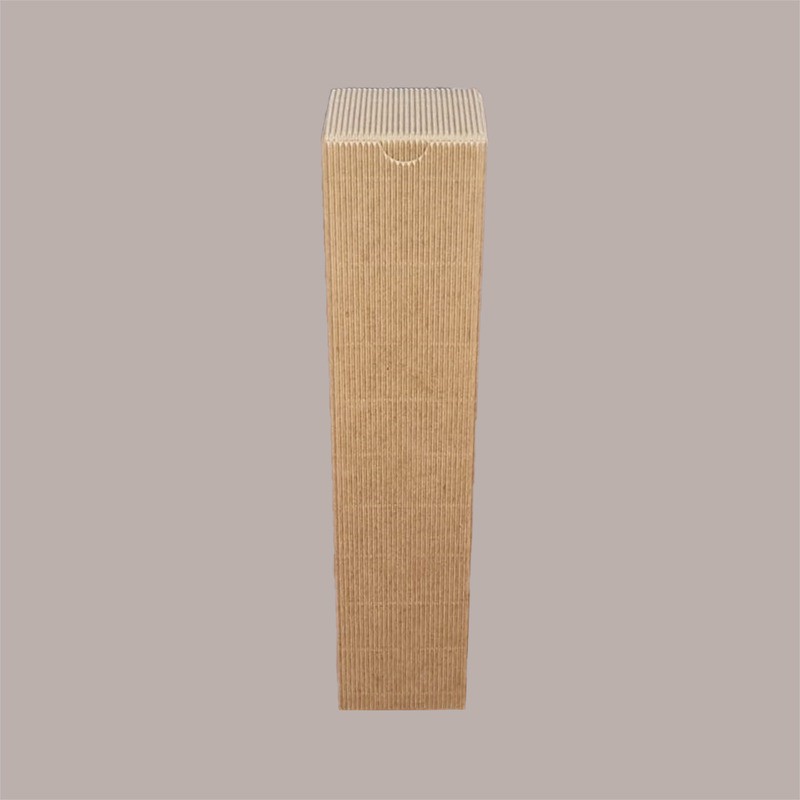 20 Pz Scatola Astuccio Porta 1 Bottiglia 250 ml Olio in Cartoncino Onda Avana Petit  45x45H215mm [345571dd]