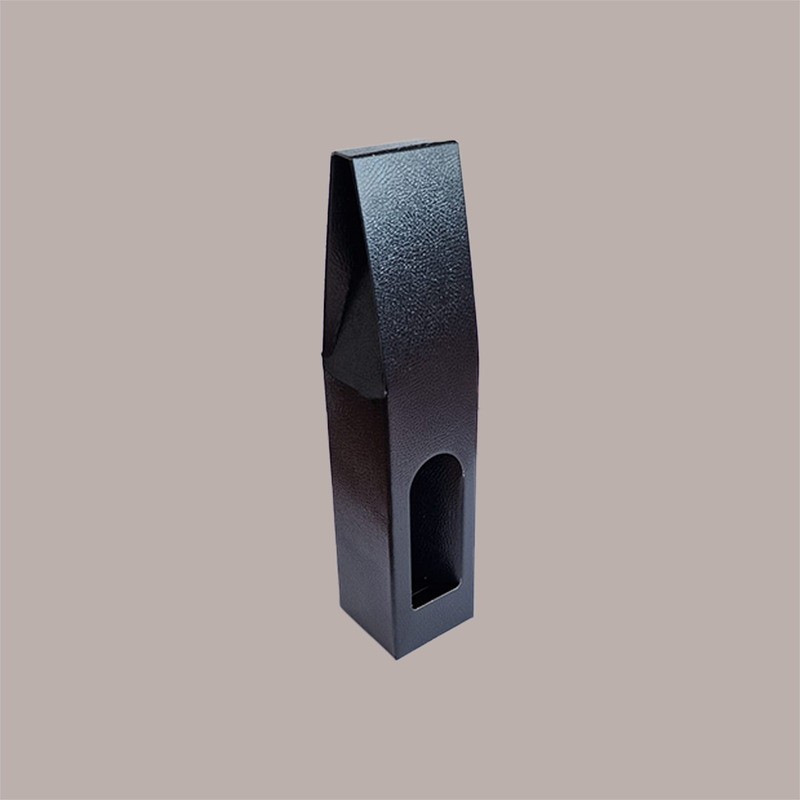 Scatola Astuccio Porta 1 Bottiglia 750  ml Vino Riesling in Cartoncino Nero grafica effetto pelle 90x90H410mm [16ce48dc]
