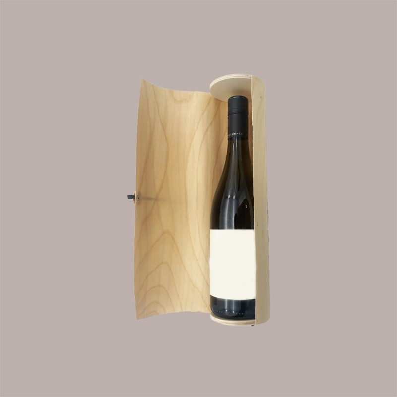 Scatola Astuccio in Legno Porta 1 Bottiglia 750 ml con cordino H32,5cm Dm 8cm 2 Pezzi [ac316540]