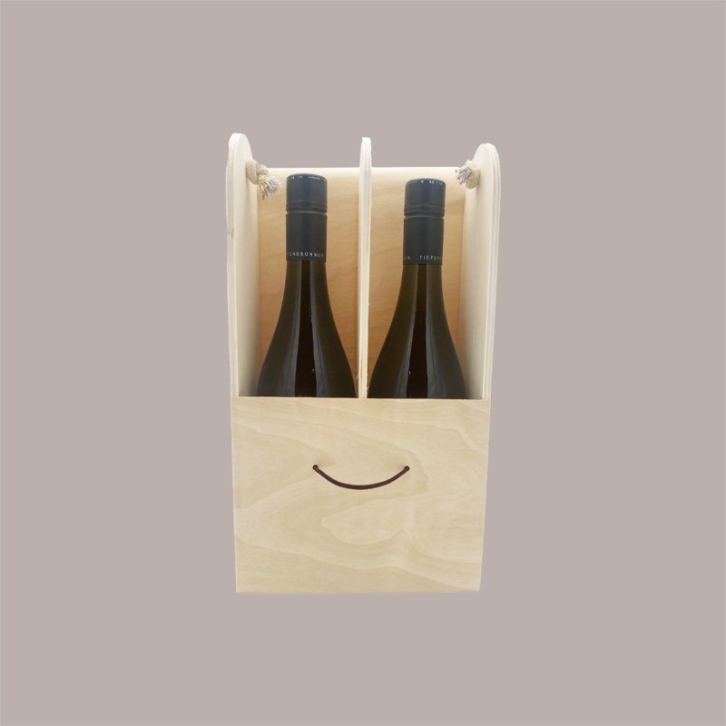 1 Pz Cofanetto in Legno Porta 2 Bottiglie 750 ml Ideale per Confezione Regalo 33+9x18,5cm [a268d443]