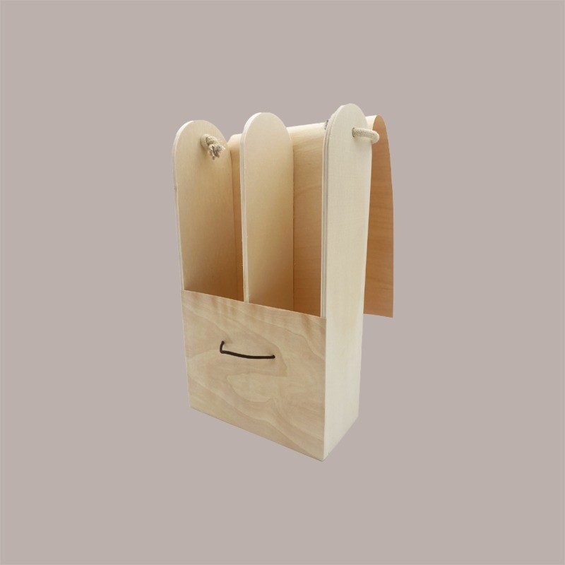 Cofanetto Lusso in Legno Porta 2 Bottiglie 750 ml Ideale per Confezione Regalo 33+9x18,5cm [15751547]