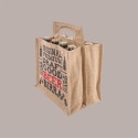 10 Pz Shopper Busta Juta Portabottiglie 500/750 ml per Birra con Stampa 24,5+17xH23,5/31 cm [80321e42]