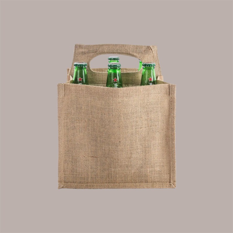 10 Pz Shopper Busta Juta Naturale Portabottiglie 500/750 ml per Birra 24,5+17xH23,5/31 cm [079ec643]