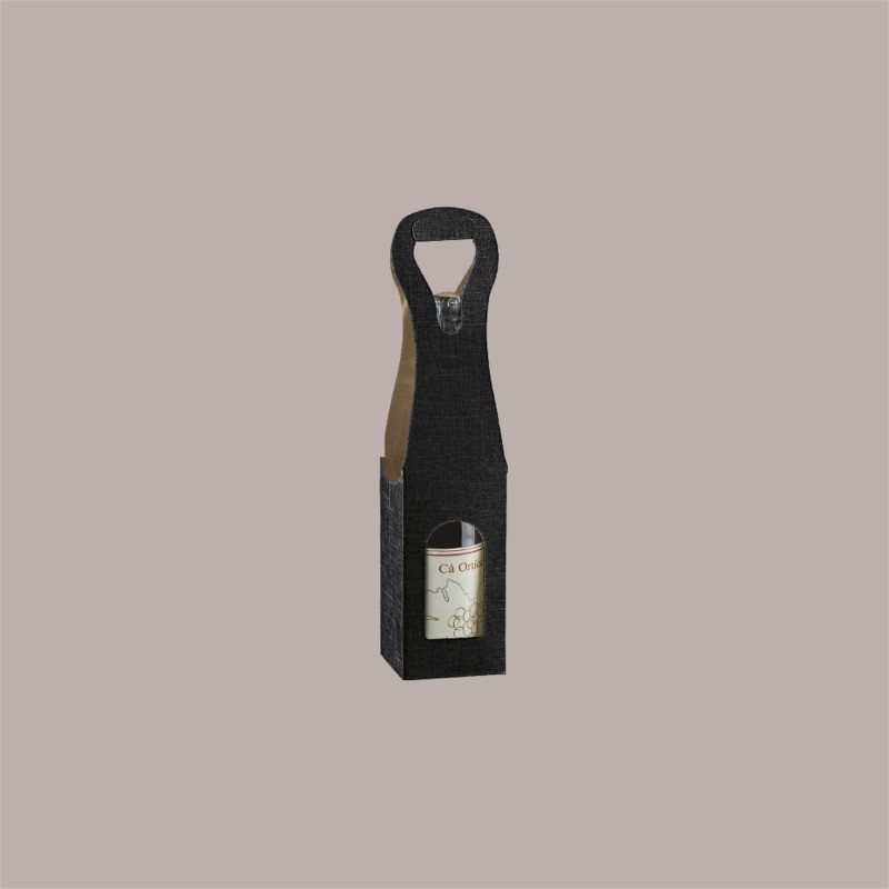 Scatola Astuccio Porta 1 Bottiglia 750 ml vino e olio New Bag in Cartoncino Seta Nero 90x90H410mm 10 Pezzi [1c073ba5]