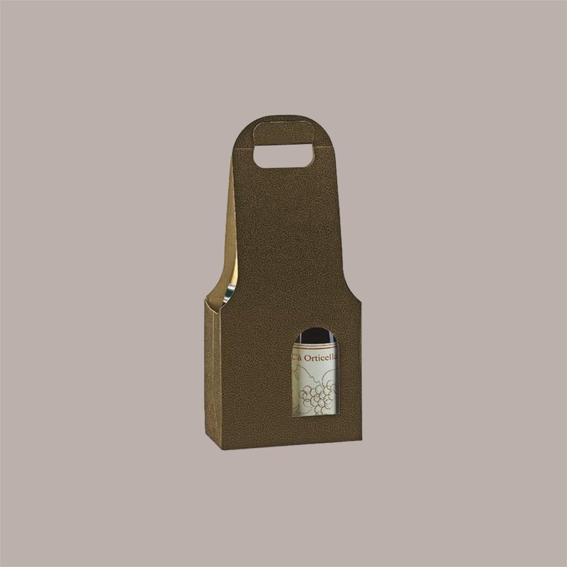 Scatola Astuccio Porta 2 Bottiglie 750 ml vino e olio New Bag in Cartoncino Marrone effetto Pelle 180x90H410mm 10 Pez [0bc4224e]