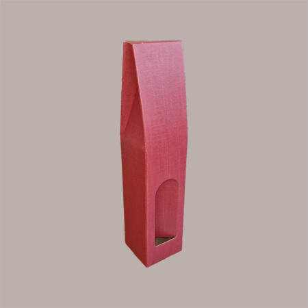 20 Pz Scatola Astuccio Porta 1 Bottiglia 750 ml Olio Vino in Cartoncino Seta Bordeaux con Finestra 90x90x385mm [2d7577e0]