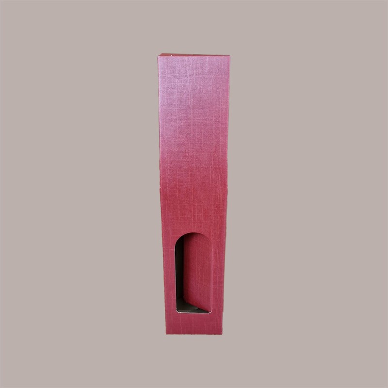 20 Pz Scatola Astuccio Porta 1 Bottiglia 750 ml Olio Vino in Cartoncino Seta Bordeaux con Finestra 90x90x385mm [f45334ed]