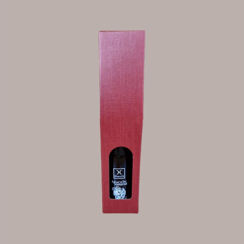 Scatola Astuccio Porta 1 Bottiglia 750 ml Olio Vino in Cartoncino Seta Bordeaux con Finestra 90x90x385mm 20 Pezzi [461eb2f7]