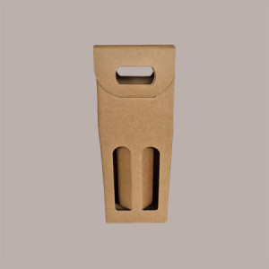 20 Pz Scatola Astuccio Porta 2 Bottiglie 250/500 ml Olio in Cartoncino Avana Liscio 110x55H305mm