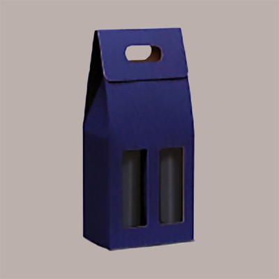 Scatola Astuccio Porta 2 Bottiglie Olio Vino 750 ml in Cartoncino Onda Blu 180x90H390mm 20 Pezzi [b5ac00b2]