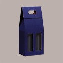 Scatola Astuccio Porta 2 Bottiglie Olio Vino 750 ml in Cartoncino Onda Blu 180x90H390mm 20 Pezzi [b5ac00b2]