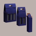 Scatola Astuccio Porta 2 Bottiglie Olio Vino 750 ml in Cartoncino Onda Blu 180x90H390mm 20 Pezzi [6c8a43bf]