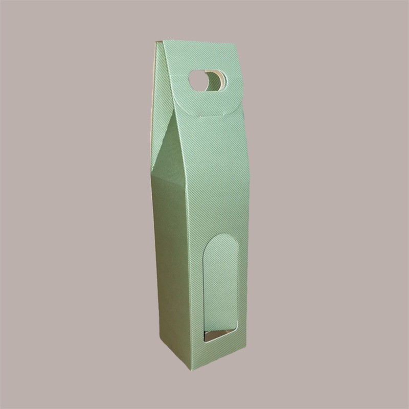 Scatola Astuccio Porta 1 Bottiglia 750 ml Olio Vino in Carta Linea Verde con Finestra 90x90H385mm 20 Pezzi [0b8a2403]