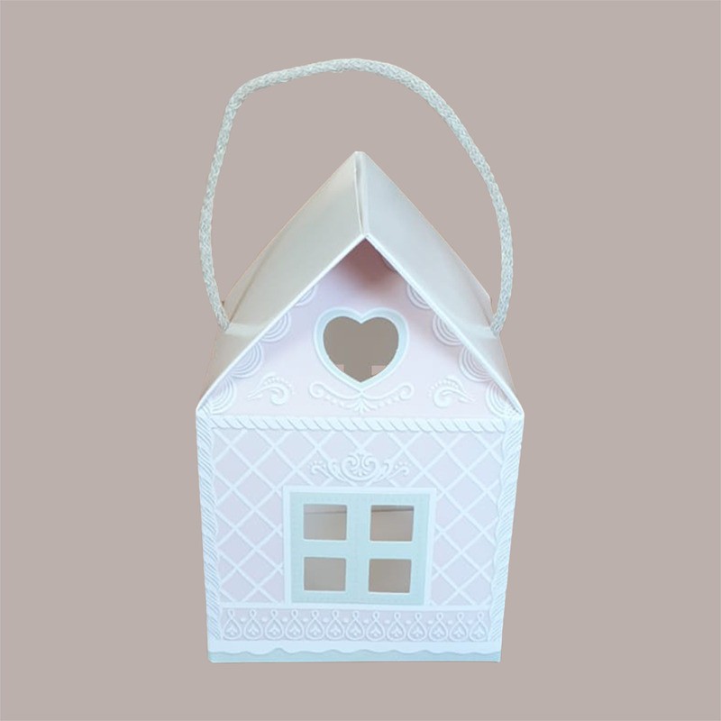 20 Pz Scatola per Confezione Regalo Natale Piccola Casetta in Cartoncino Rosa con Cordini 120x120H110mm [39e09cdb]