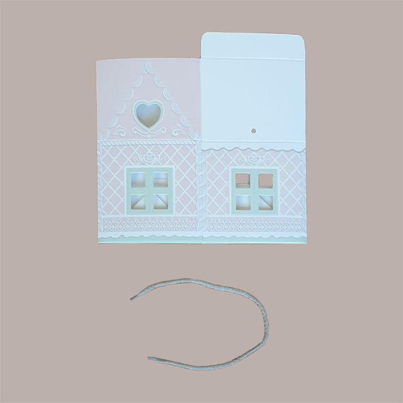 Casetta in Cartoncino Rosa con Cordini Piccola 120x120H110mm 20 pezzi [8bad1ac1]